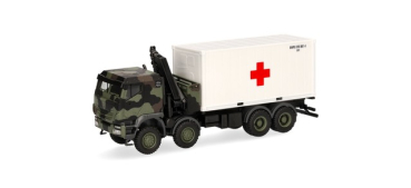 Herpa 747288 Iveco Trakker 8x8 mit Ladekran 20 ft. Container "Bundeswehr"